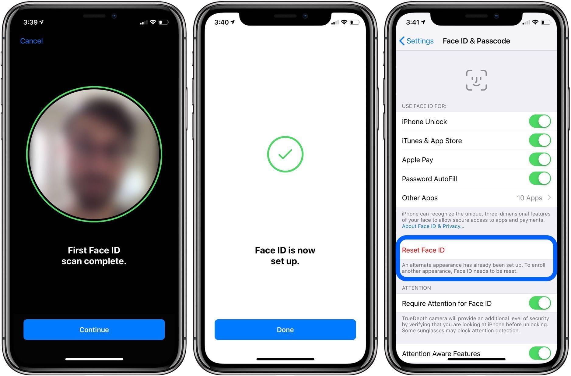 how to delete a second face id on iphone