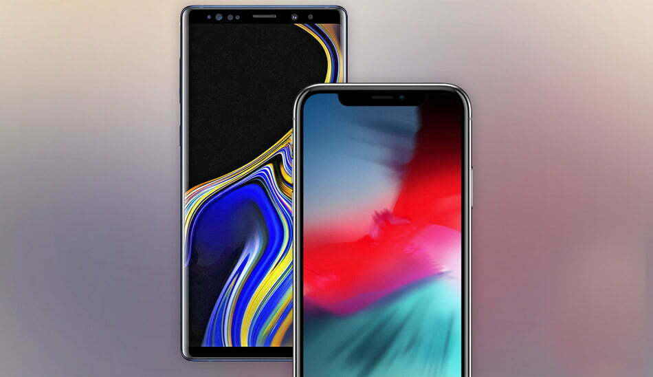 گلکسی نوت 9 در برابر آیفون 10 آر / galaxy note 9 vs iphone xr