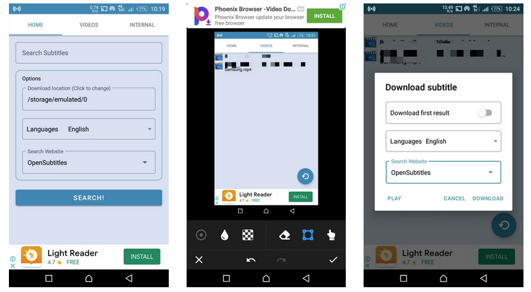 Subtitle Downloader برنامه چسباندن زیرنویس به فیلم در گوشی