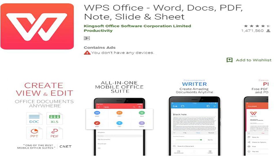 2. تطبيق WPS Office لتحويل Word إلى PDF مع التطبيق
