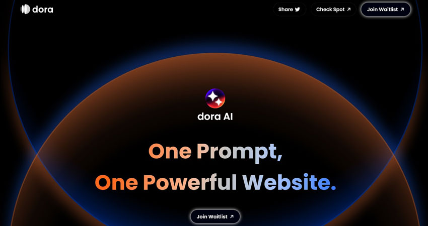 ابزار طراحی سایت از روی متن Dora AI