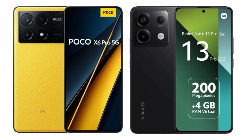 مقایسه طراحی دو گوشی ردمی نوت 13 پرو 5G و پوکو X6 پرو