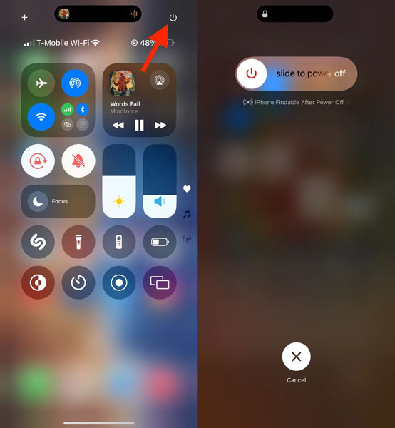 ویژگی ریستارت از طریق کنترل سنتر در iOS 18.3
