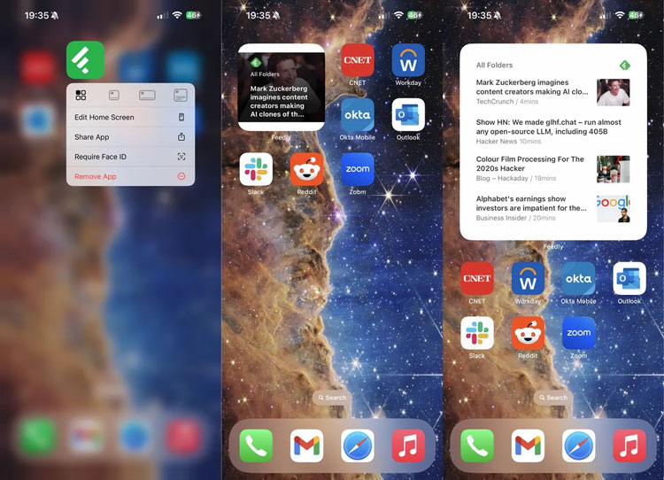 تبدیل اپ به ویجت‌های صفحه اصلی
