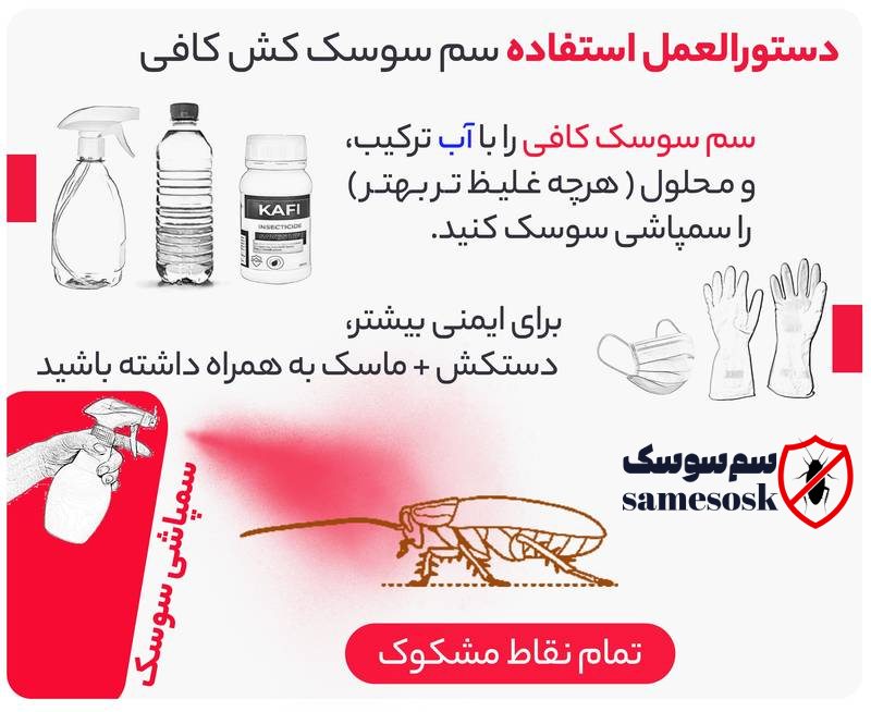 نحوه مصرف سم سوسک کش کافی برای سمپاشی سوسک